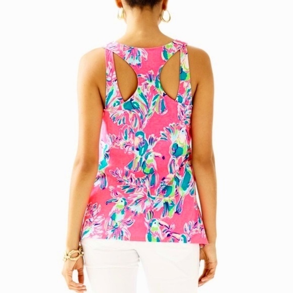 LILLY PULITZER Toucan Can Monterey Tank Top Dragonfruit Pink Summer X-Small - Picture 8 of 14
